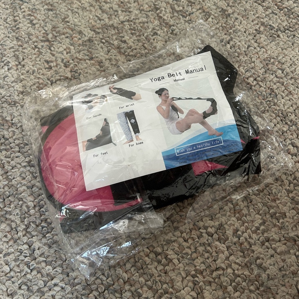 Pink Yoga Belt With Manual
